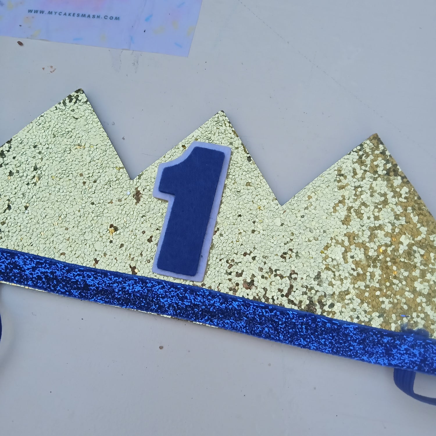 Blue and Gold 1st Birthday Crown