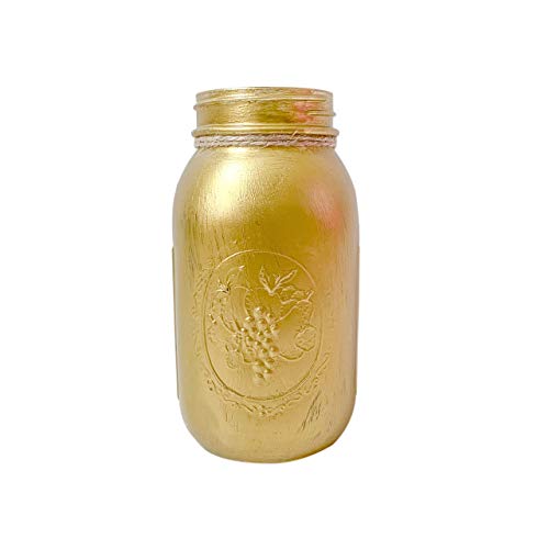 Gold Mason Jar - Hand Painted Mason Jar - Pint 16 oz. Regular