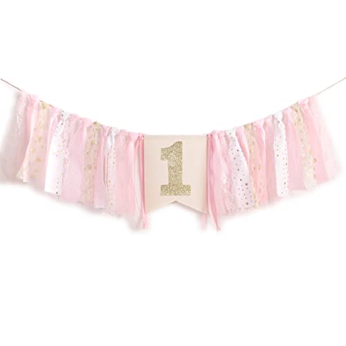 Pink & Gold Highchair Banner for 1st Birthday
