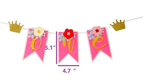 2 in 1 Baby Girl High Chair Banner with Cake Topper