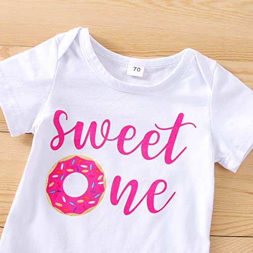Toddler Baby Girls Birthday Outfits Sweet One/Two Sweet Romper Shirts Doughnut Shorts/Flared Pants Headband Set
