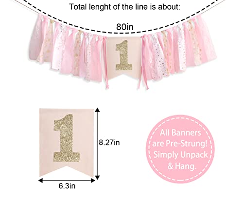 Pink & Gold Highchair Banner for 1st Birthday