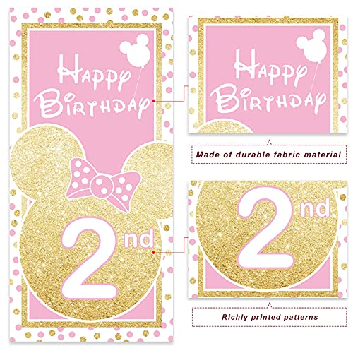 Minnie Mouse Pink and Gold 2nd Birthday Door Banner