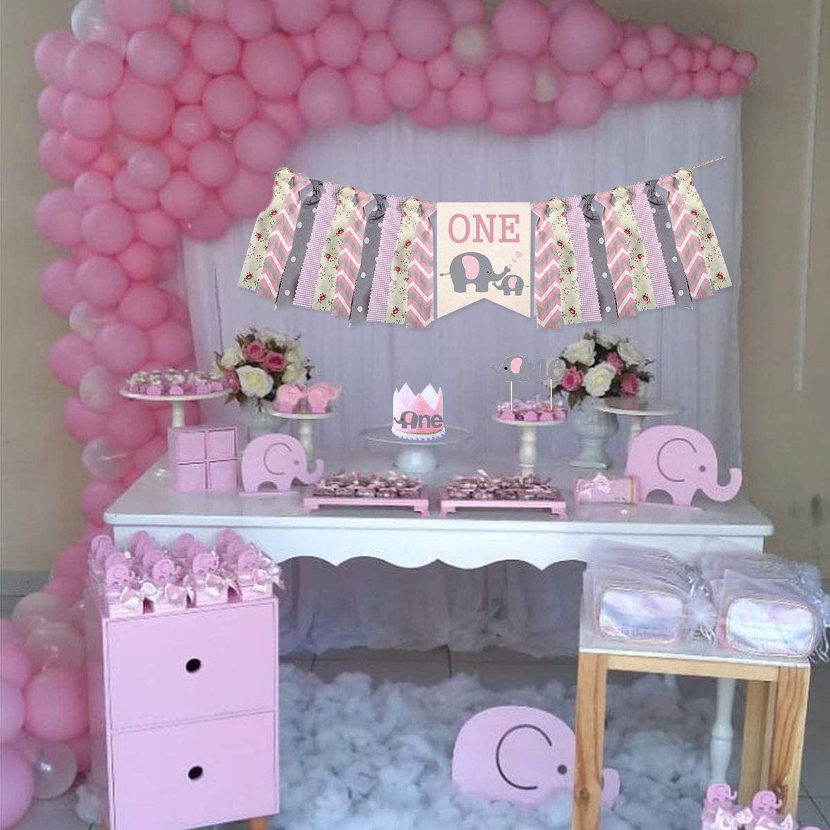 Birthday Pink Elephant Cake Smash Set
