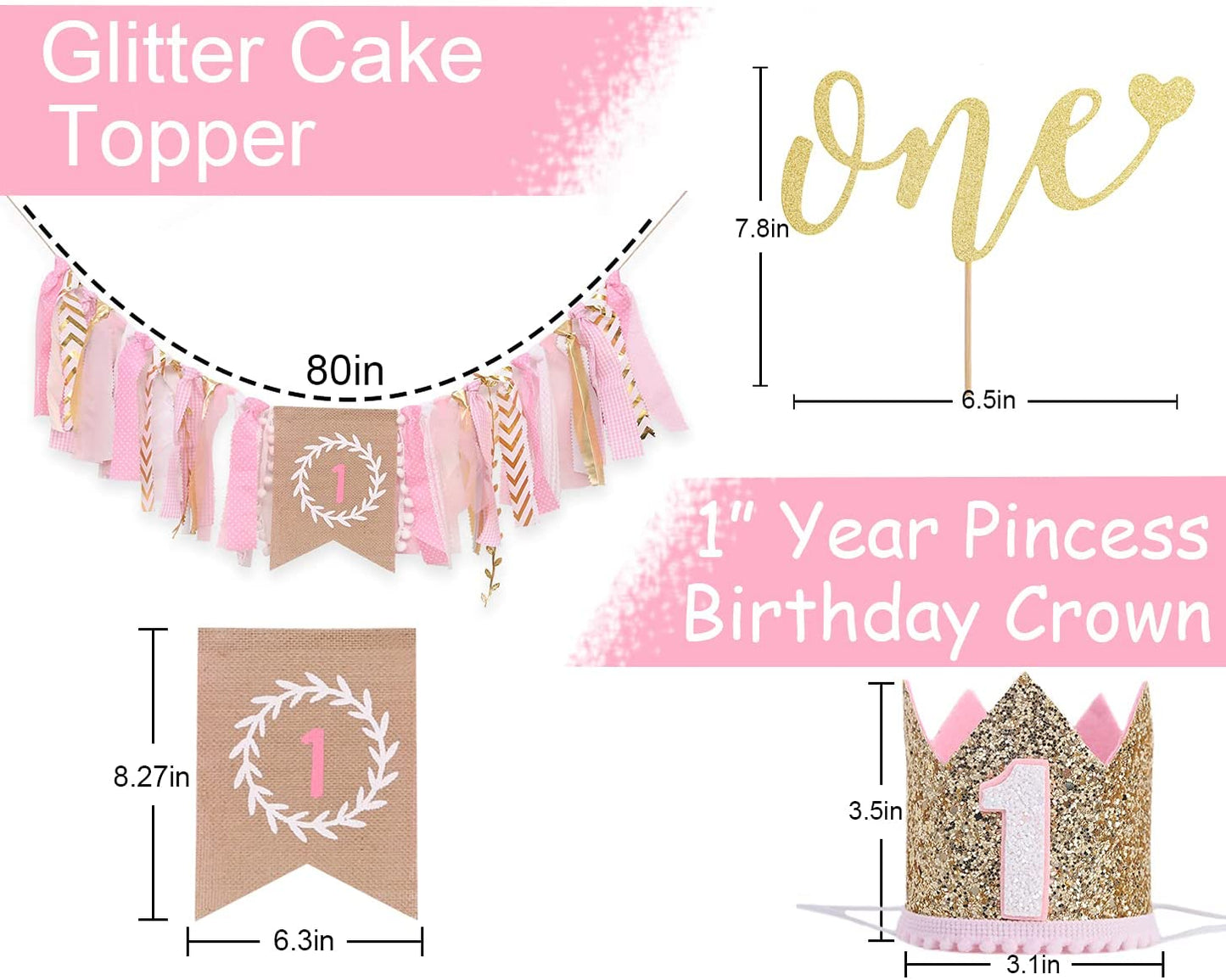 Birthday Princess Pink and Gold Cake Smash Set