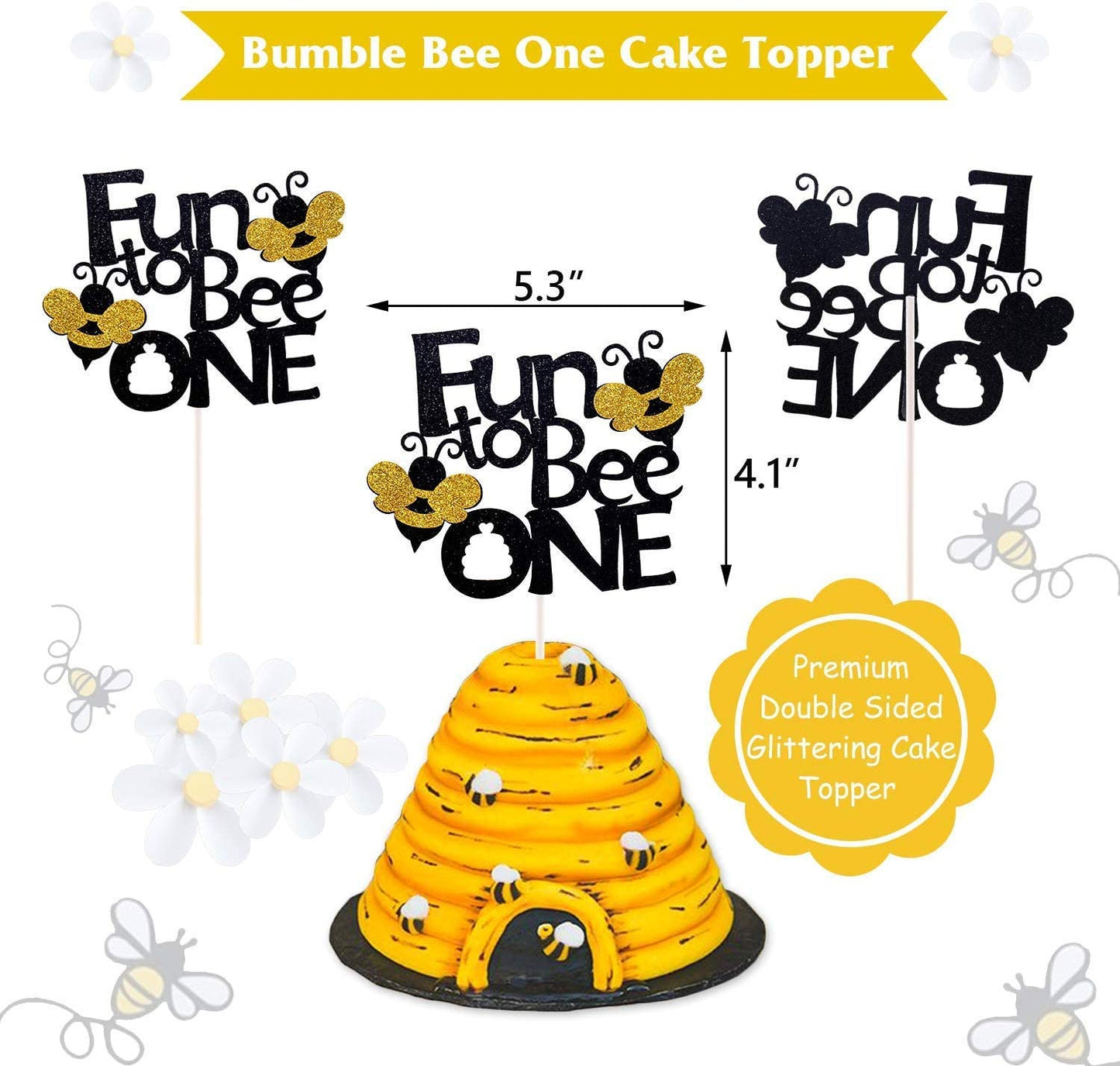 Bee Cake Topper, Bumble Bee Cake Topper, Bee Party Decoration, Bumble Bee  Birthday, Bee 1st Birthday, Fun to Bee One, Bee Cake Bunting 