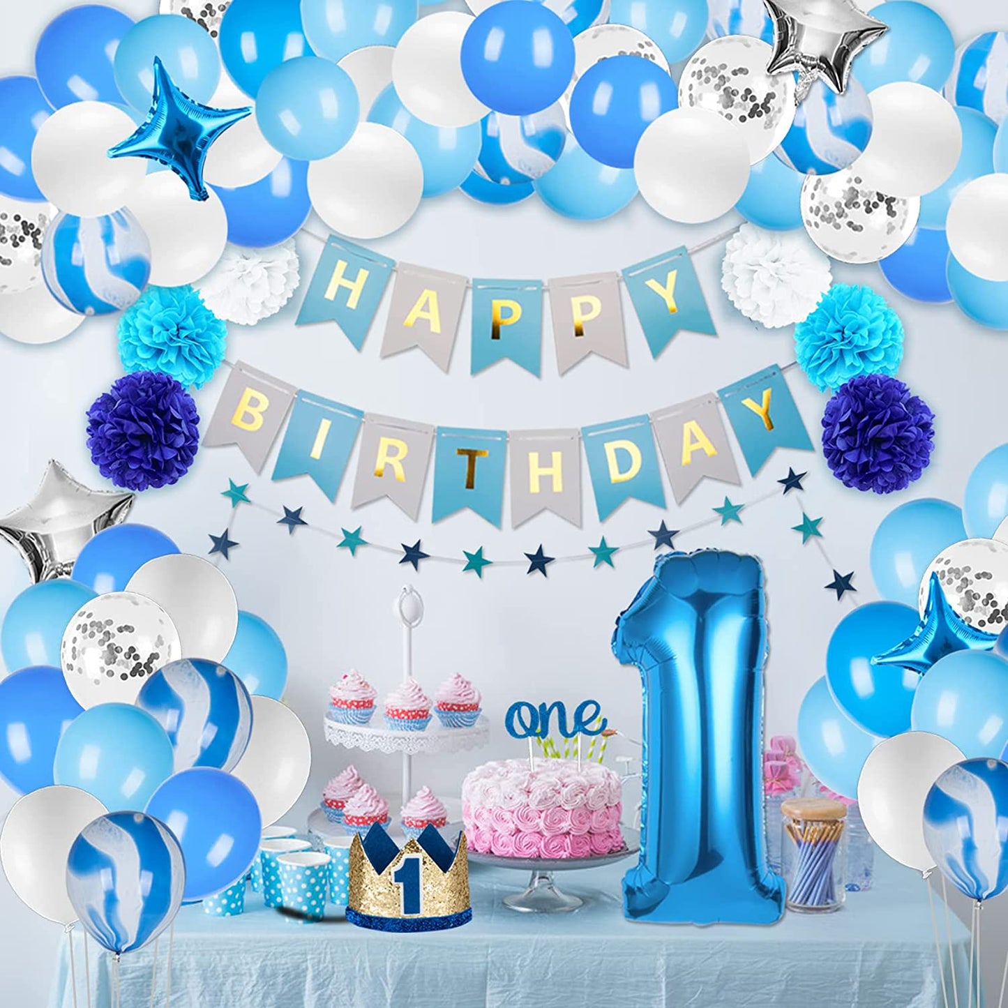 Birthday Blue Balloon Decoration Kit