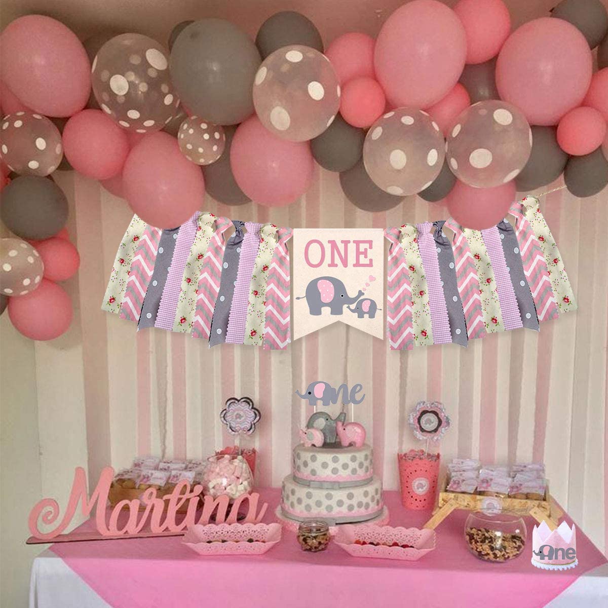 Birthday Pink Elephant Cake Smash Set