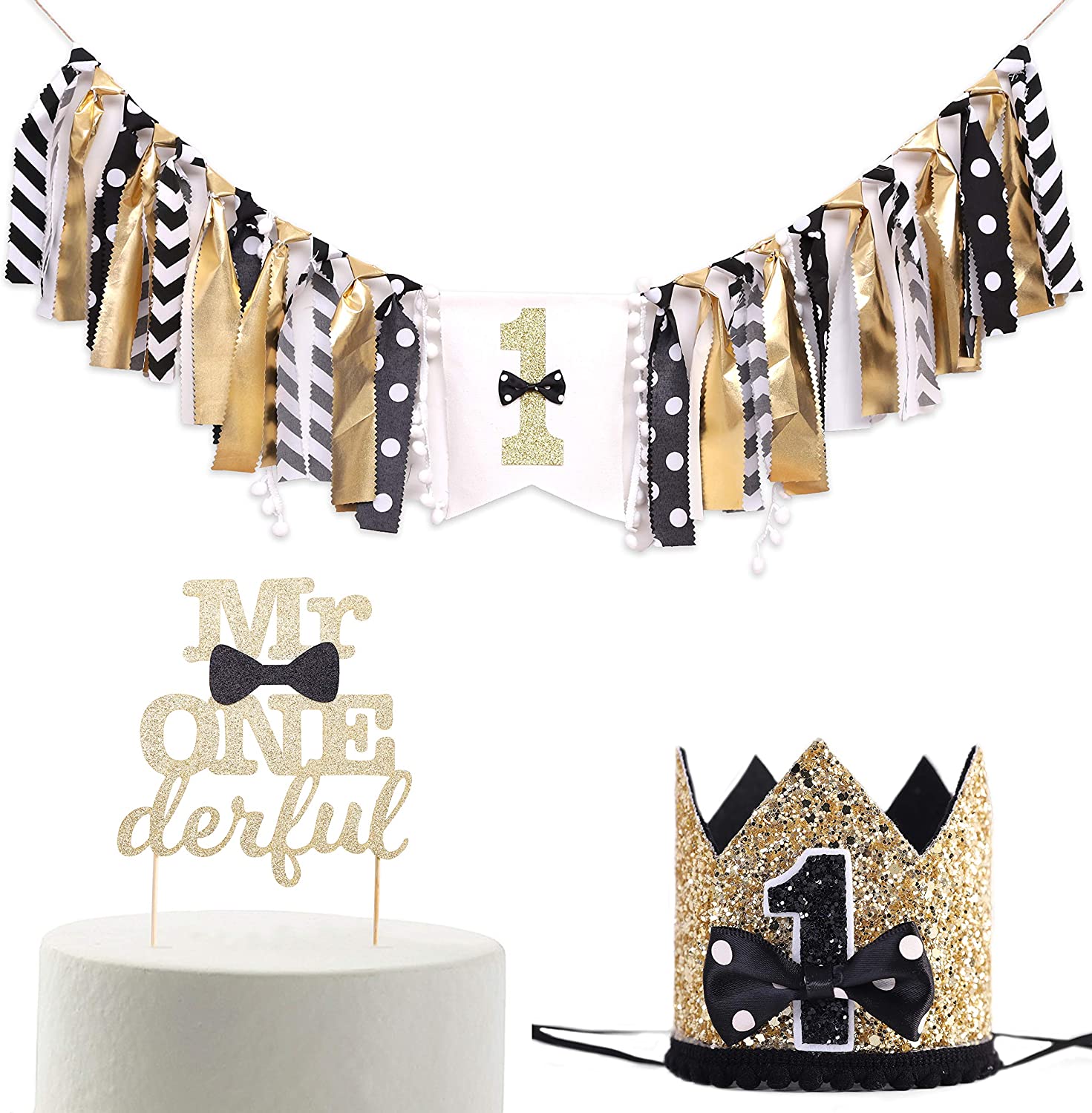 Birthday Preselection Mr. Onederful Cake Smash Black and Gold